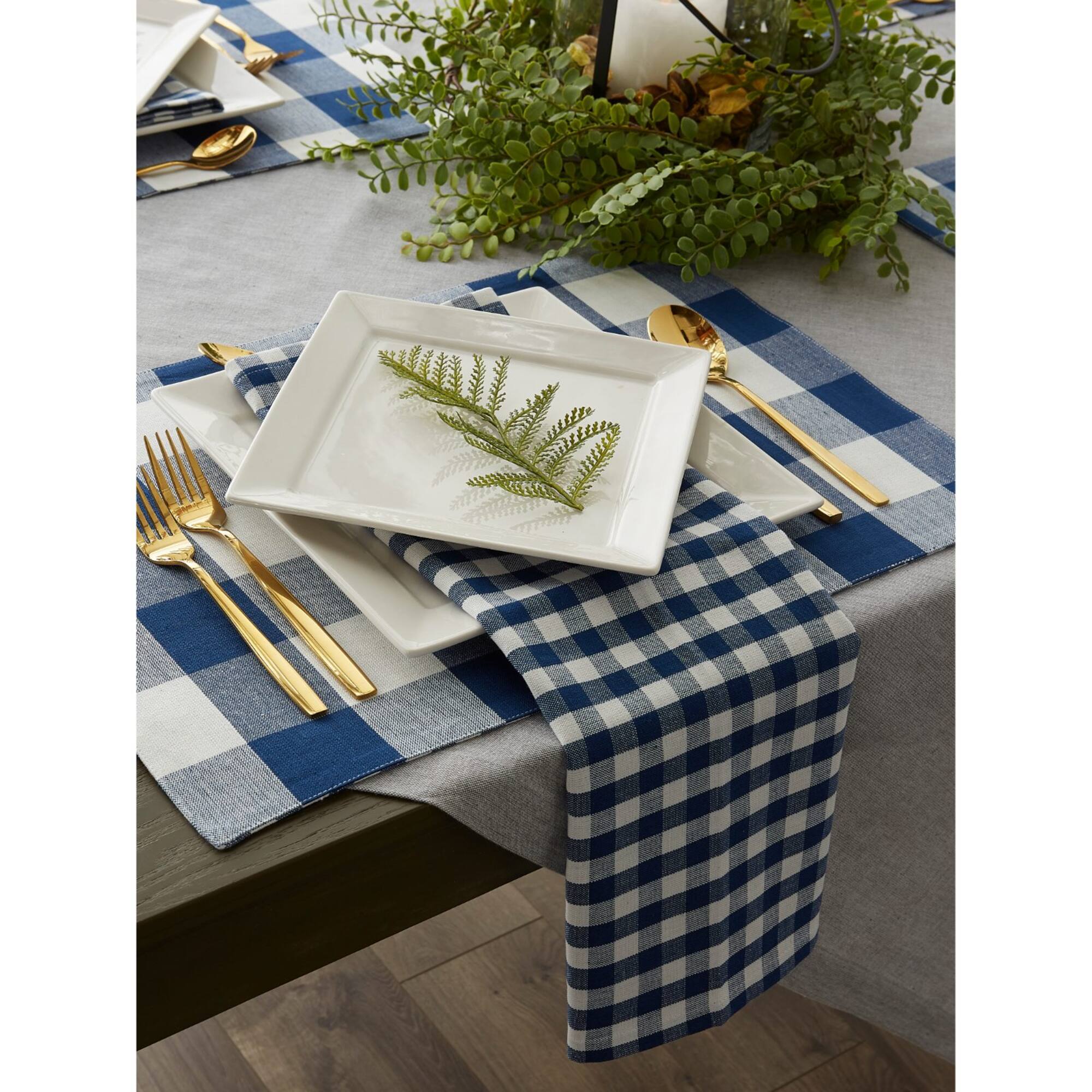 DII® Navy & Off White Gingham Cotton Napkins, 4ct.
